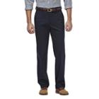 Men's Haggar Premium No Iron Khaki Stretch Classic-fit Flat-front Pants, Size: 34x32, Dark Blue