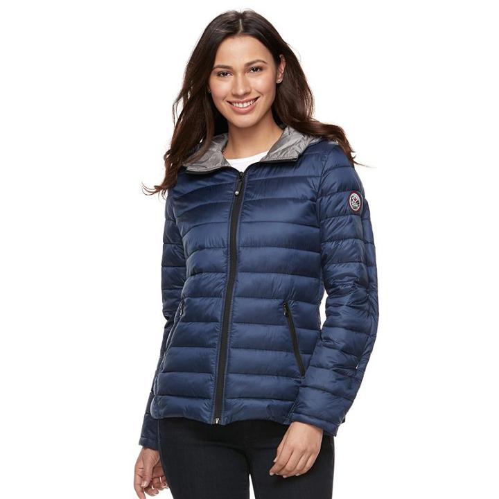Women's Halitech Hooded Packable Puffer Jacket, Size: Xl, Blue