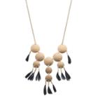 Black Tassel Disc Necklace, Women's, Multicolor