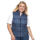 Plus Size Croft & Barrow&reg; Quilted Vest, Women's, Size: 1xl, Blue
