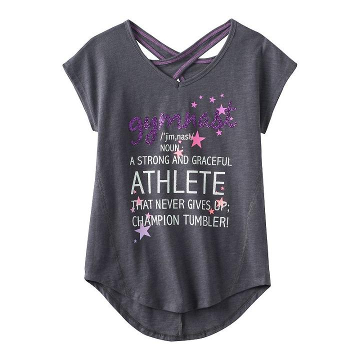 Girls 7-16 & Plus Size So&reg; Sugar Glitter Graphic Crossback Tee, Girl's, Size: 14, Silver