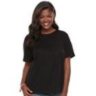 Juniors' Plus Size Mudd&reg; Weekend Crewneck Tee, Teens, Size: 3xl, Black