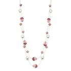 Pink Bead Double Strand Necklace, Women's, Purple