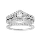 14k White Gold 1 Carat T.w. Igl Certified Diamond Halo Engagement Ring Set, Women's, Size: 6.50
