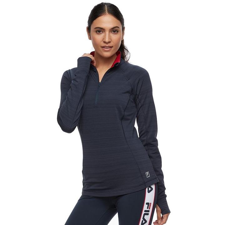 Women's Fila Sport&reg; Long Sleeve Half-zip Fleece Top, Size: Xs, Blue (navy)