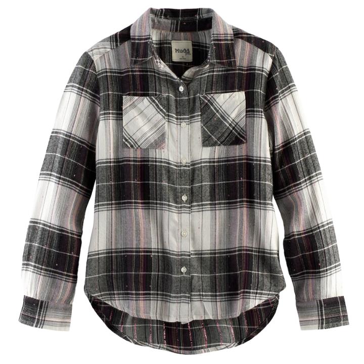 Girls 7-16 & Plus Size Mudd&reg; Metallic Plaid Button-front Shirt, Size: 10, White Oth