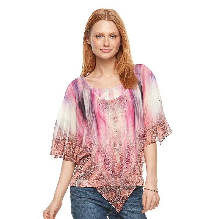 Women's World Unity Embellished Popover Top, Size: Small, Orange Oth