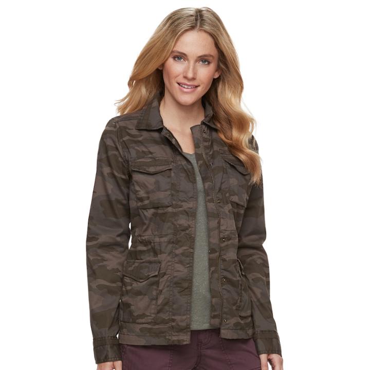 Women's Sonoma Goods For Life&trade; Twill Utility Jacket, Size: Xl, Dark Green