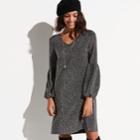 K/lab Metallic Bishop Sleeve Shift Dress, Size: Small, Grey