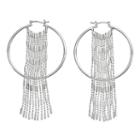 Jennifer Lopez Fringe Nickel Free Hoop Earrings, Women's, Silver