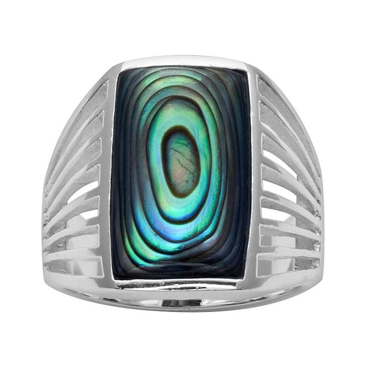 Silver Plated Paua Shell Ring, Women's, Size: 6, Green