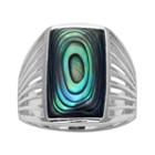 Silver Plated Paua Shell Ring, Women's, Size: 6, Green