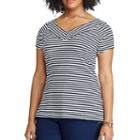 Plus Size Chaps V-neck Jersey Tee, Women's, Size: 3xl, Blue (navy)