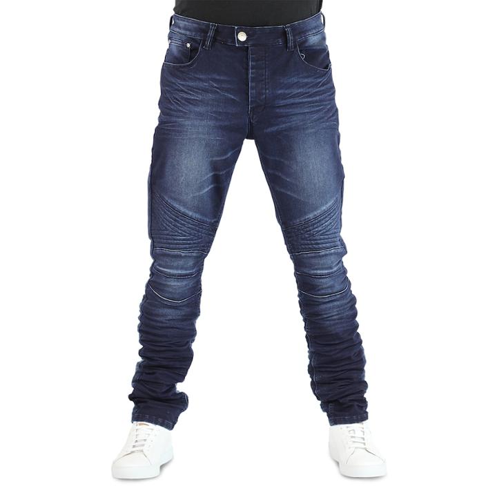 Men's True Luck Bloome Moto Slim-fit Jeans, Size: 38x32, Dark Blue