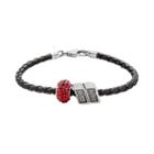 Insignia Collection Nascar Dale Earnhardt Jr. Leather Bracelet And 88 Bead And Crystal Bead Set, Women's, Size: 7.5, Red