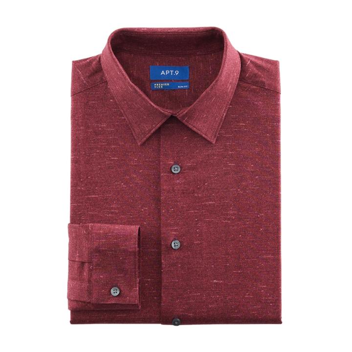 Men's Apt. 9&reg; Slim-fit Premier Flex Collar Stretch Dress Shirt, Size: 16.5-34/35, Red