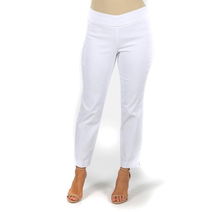 Women's Harve Benard Classic Pull-on Straight-leg Ankle Pants, Size: 8, White Oth