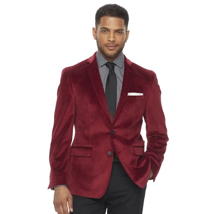 Men's Van Heusen Slim-fit Flex Stretch Velvet Sport Coat, Size: 42 - Regular, Red