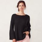 Women's Lc Lauren Conrad Ribbed Boatneck Sweater, Size: Large, Black