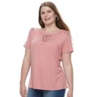 Plus Size French Laundry Grommet Lace-up Top, Women's, Size: 3xl, Beige Over