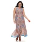 Plus Size Suite 7 Slit Maxi Dress, Women's, Size: 1xl, Orange Floral