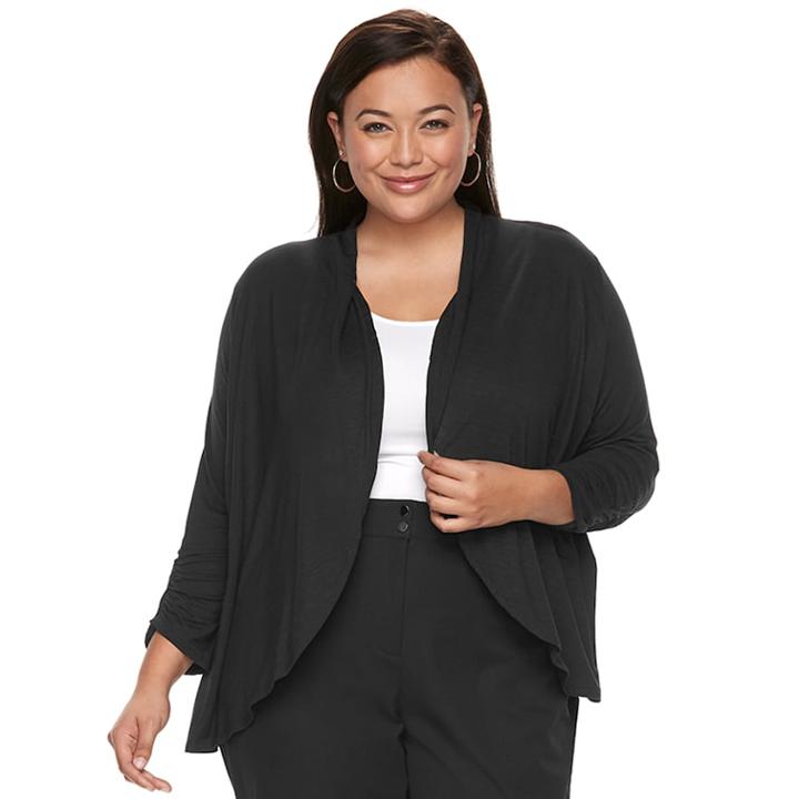 Plus Size Apt. 9&reg; Knit Flyaway Cardigan, Women's, Size: 0x, Black