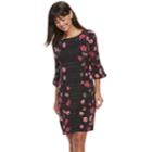 Women's Elle&trade; Print Midi Shift Dress, Size: Xxl, Black