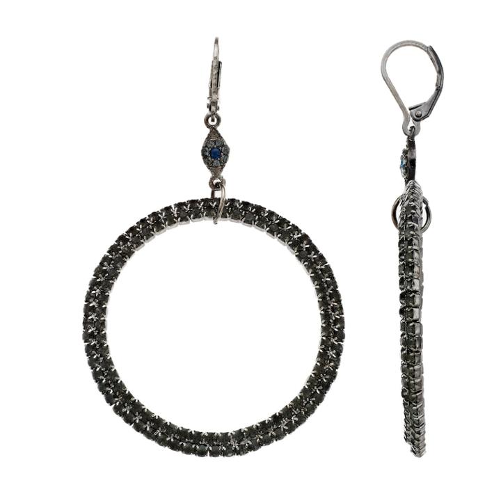 Simply Vera Vera Wang Simulated Stone Hoop Drop Earrings, Women's, Black