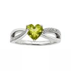 Peridot And Diamond Accent Sterling Silver Heart Bypass Ring, Women's, Size: 8, Green