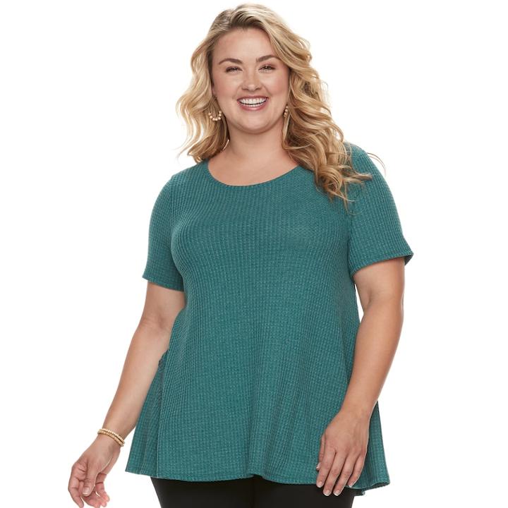 Plus Size Sonoma Goods For Life™ Waffle Swing Tee, Women's, Size: 4xl, Dark Blue