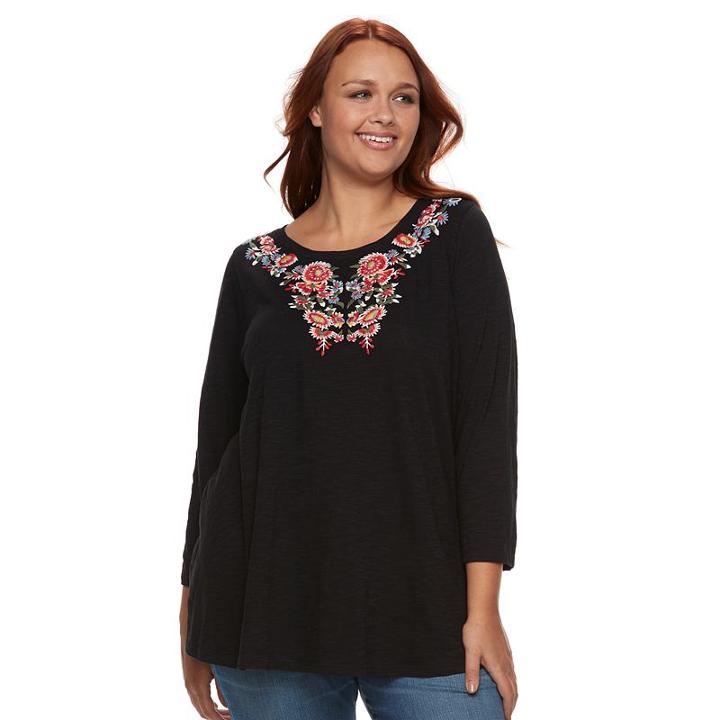 Plus Size Sonoma Goods For Life&trade; Embroidered Tee, Women's, Size: 4xl, Oxford