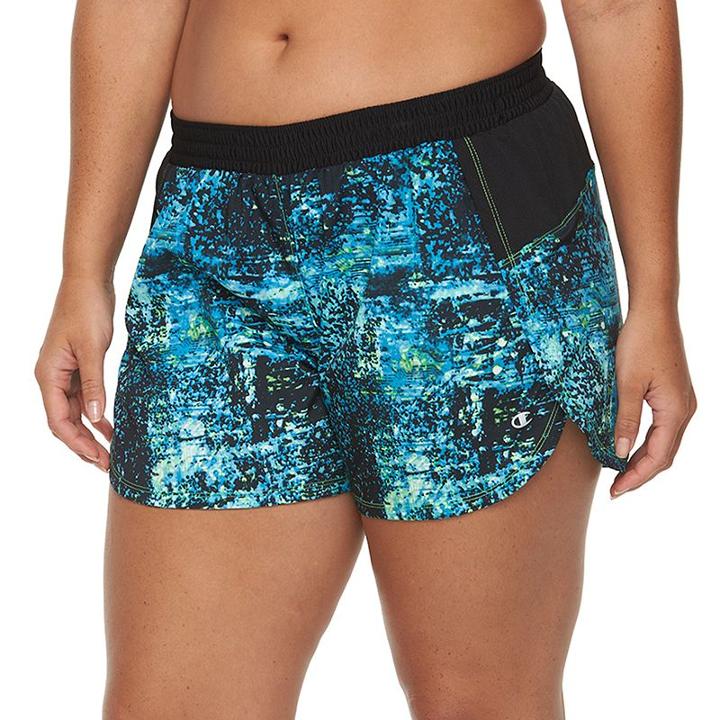Plus Size Champion Sport 5 Printed Woven Shorts, Women's, Size: 1xl, Med Blue
