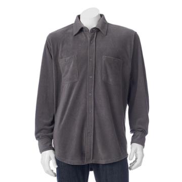 Men's Victory Rugged Wear Microfleece Button-down Shirt Jacket, Size: Medium, Grey
