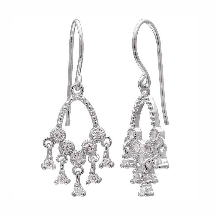 Primrose Sterling Silver Cubic Zirconia Chandelier Earrings, Women's, White