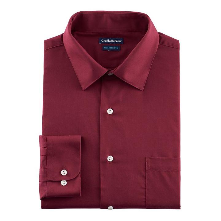 Big & Tall Croft & Barrow&reg; Fitted Stretch-collar Dress Shirt And Patterned Tie Boxed Set, Men's, Size: 20 34/5b, Dark Red