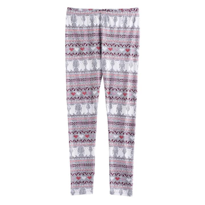 Girls 7-16 & Plus Size So&reg; Fairisle Pattern Leggings, Size: 18 1/2, Med Grey