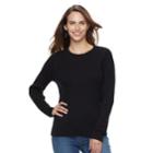Women's Croft & Barrow&reg; Essential Cable-knit Sweater, Size: Large, Black