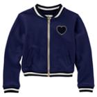 Girls 4-12 Oshkosh B'gosh&reg; Heart & Striped Varsity Jacket, Size: 7, Blue