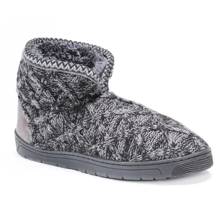 Men's Muk Luks Mark Bootie Slippers, Size: Large, Grey (charcoal)