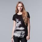 Women's Simply Vera Vera Wang Print High Low Hem Tee, Size: Small, Black