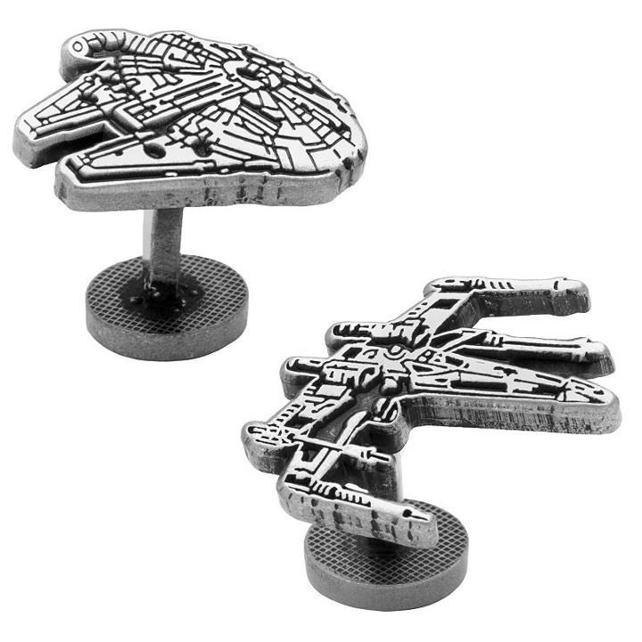 Star Wars Millennium Falcon & X-wing Etched Cuff Links, Men's, Silver