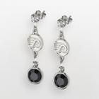 Logoart Philadelphia Flyers Silver Tone Crystal Logo Linear Drop Earrings, Women's, Black