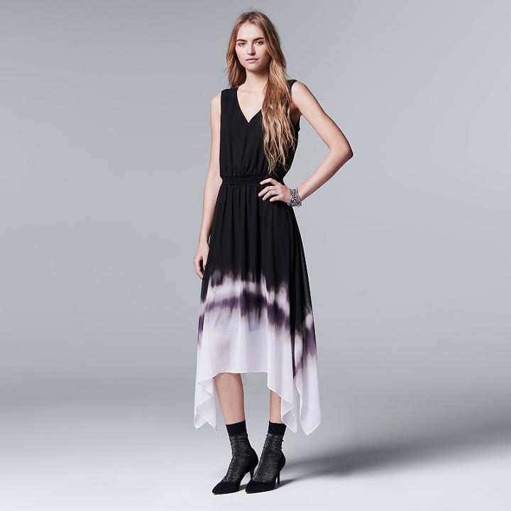 Petite Simply Vera Vera Wang Ombre Dress, Women's, Size: S Petite, Black