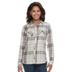 Women's Croft & Barrow&reg; Flannel Plaid Button-down Shirt, Size: Xl, Natural