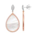 14k Rose Gold Over Silver Mother-of-pearl & Cubic Zirconia Teardrop Earrings, Women's, White