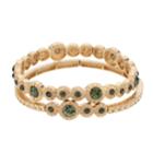 Green Simulated Crystal Stretch Bracelet Set, Women's, Gold