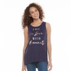 Women's Apt. 9&reg; Graphic Tank, Size: Large, Blue (navy)