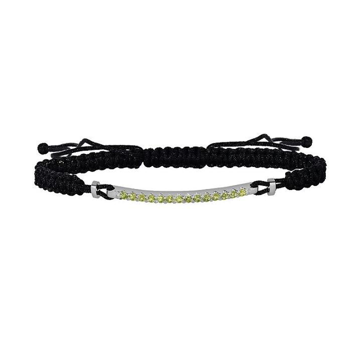 Oro Leoni Sterling Silver Peridot Woven Slipknot Bracelet - Made With Genuine Swarovski Gemstones, Women's, Yellow