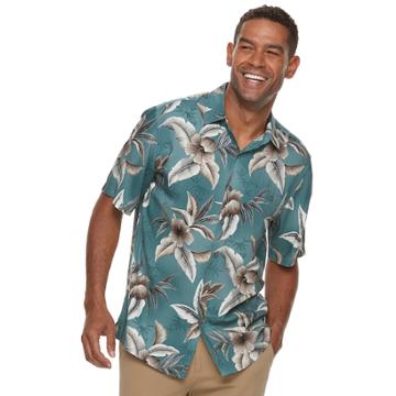 Men's Batik Bay Classic-fit Tropical Button-down Shirt, Size: Medium, Dark Green