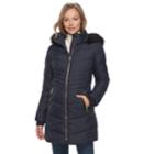 Women's Apt. 9&reg; Hooded Faux-fur Trim Jacket, Size: Medium, Blue (navy)